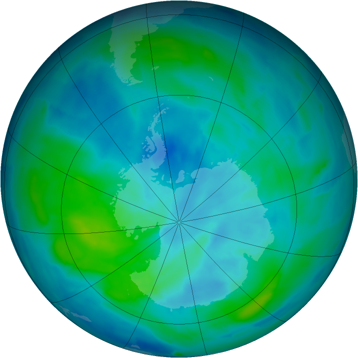 Antarctic ozone map for 12 March 2013